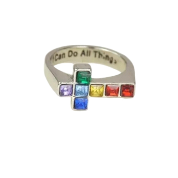 Cross multicolor Ring size 10 alloy New - Picture 2 of 3